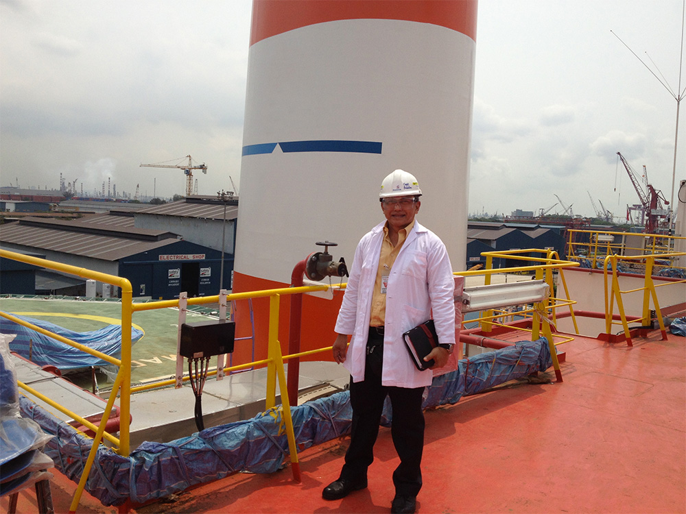 Capt. Fadzlon conducting safety inspection on a vessel